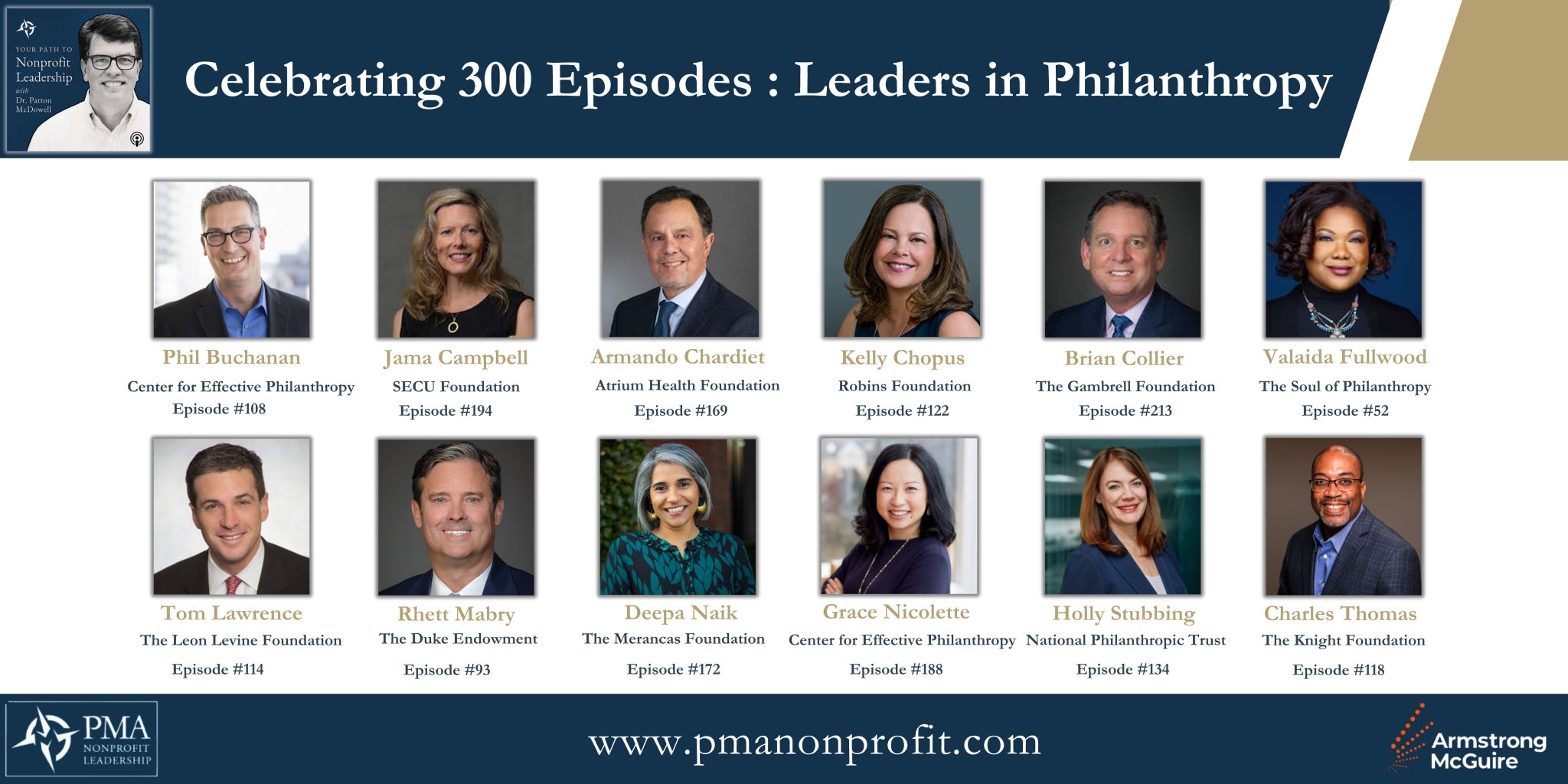 Celebrating 300 Episodes Leaders in Philanthropy-1